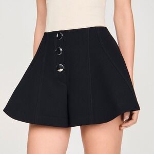 Sandro PRESS-STUD FLARED SHORTS Fr 38 / US 6 Black MSRP $320 NWT